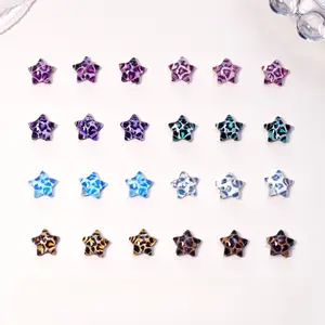 30/50/100/200Pcs，Leopard Print Star Ice Transparent Resin DIY Nail Art Accessories, Jewelry & Phone Case Decorations, Trendy Fashion Accessory