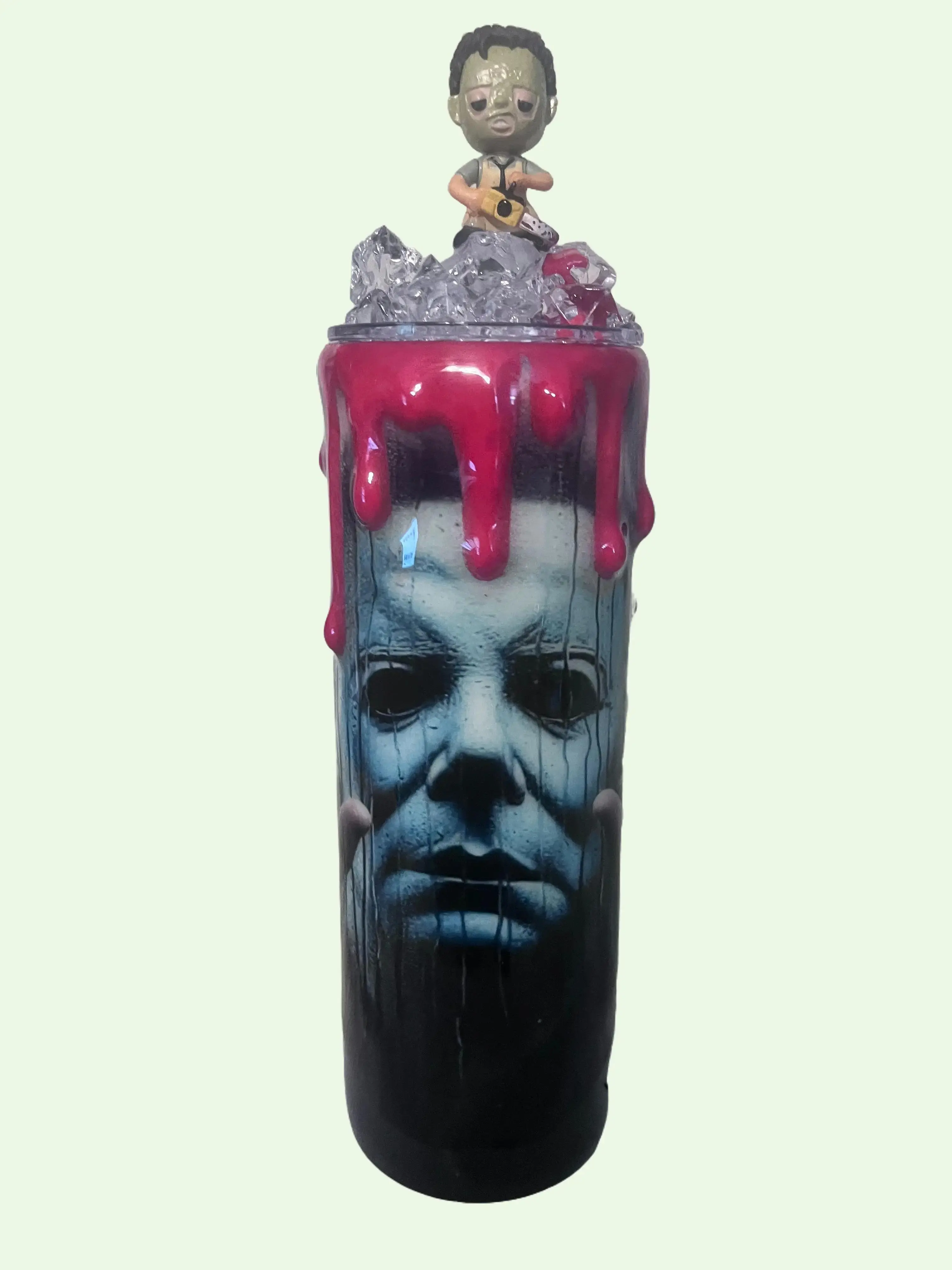 Scary Halloween Glow in the Dark Michael Myers Stainless Steel Tumbler Drinkware with Spooky Topper Flasks Mug