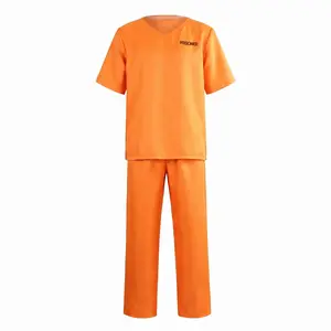 Halloween Prisoner Costume Cosplay, Jail Uniform Two-Piece Set, Role Play Clothing for Halloween Events
