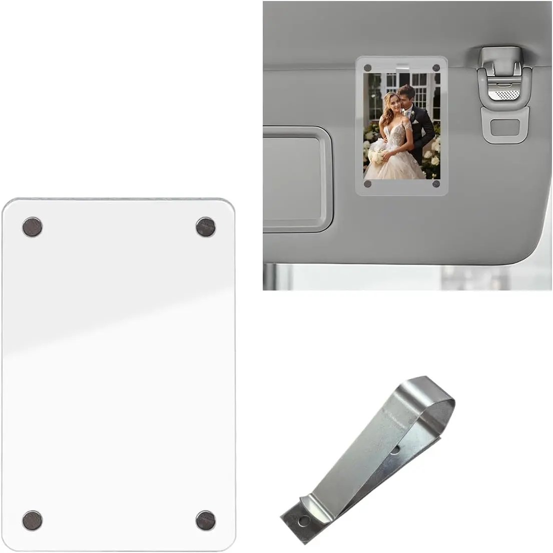 Synthetic Visor Clip Photo Holder - High Clarity, Anti-Drop, Lightweight, Universal Fit, 3.48×2.35in Adult Home Decor Frame, Customizable, Secure for Commutes, Father's Day Gift