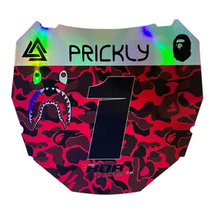 ODI Style Front Number Plate Decal — Red Designer Camo (Holographic Chrome)