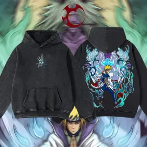 [Eclipse] Minato Namikaze Naruto Vintage Unisex Oversize Anime Manga Acid Washed Lightweight Cotton T-shirt, Anime Merch, Gift For Anime Fan, Weeaboo