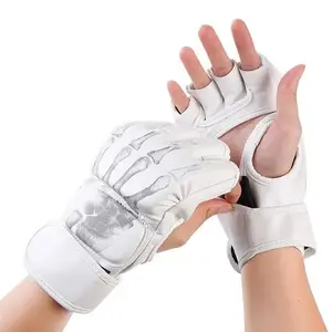 1 Pair Half Finger Boxing Gloves, Breathable Punching Mitts, Martial Arts Training Protective Gear for Boxing Taekwondo MMA Kickboxing, Men Women Gym Workout Accessories, Boxing Training Equipment