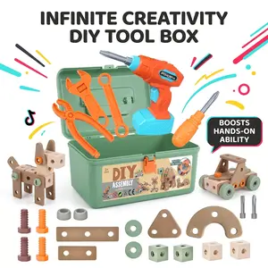 144Pcs Kids Tool Set with Drill Toolbox STEM Montessori Construction Pretend Play Toy for 3 4 5 Year Old Boys Girls Birthday Gift