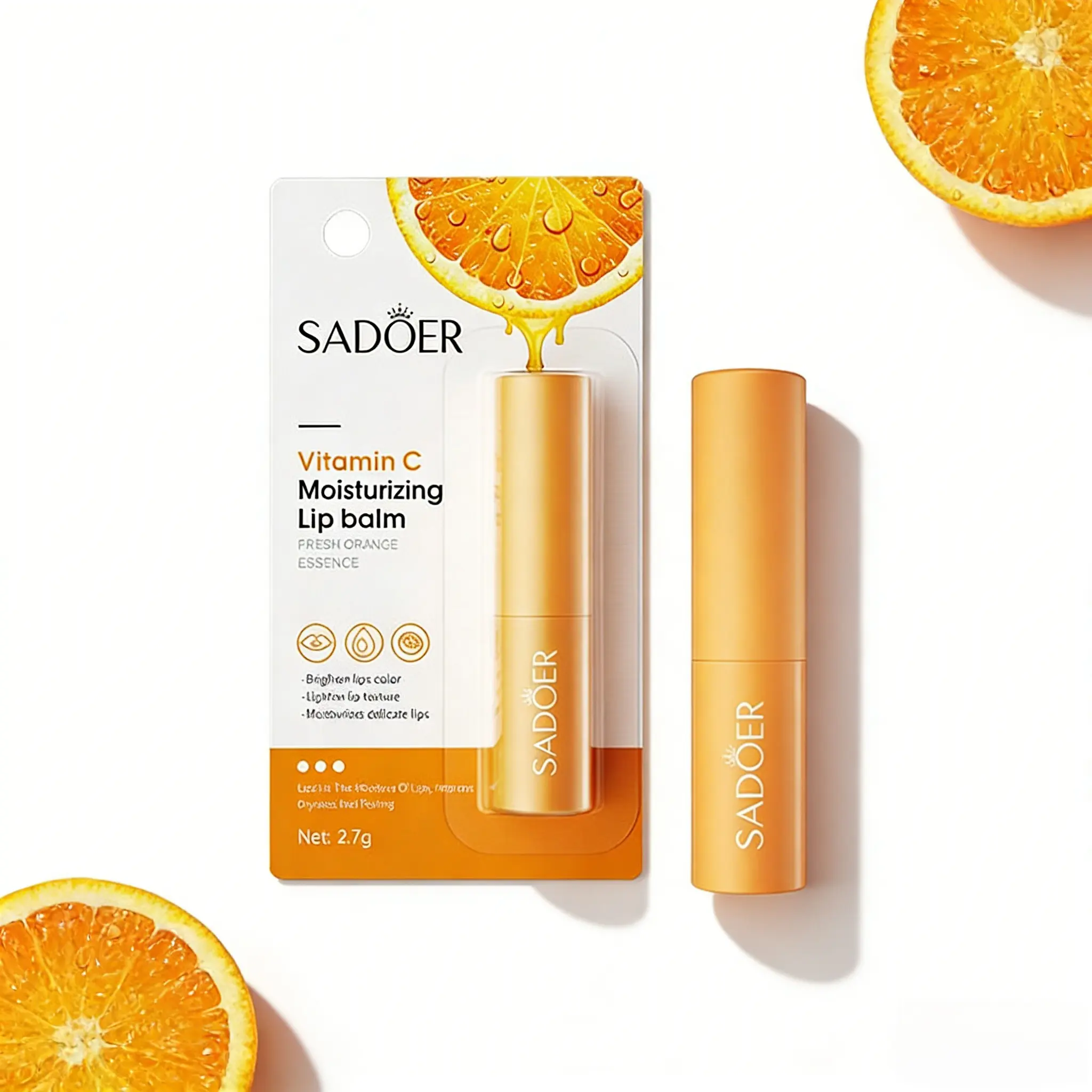 [SADOER]Vitamin C Lip Balm 2-Pack, Lip Treatment, Deeply Hydrating Lip Care for Dry & Cracked Lips, Colorless Moisturizing Formula, Exfoliates & Lightens Lip Lines, Plumps & Softens Lips, Long-Lasting Comfort & All-Season Protection