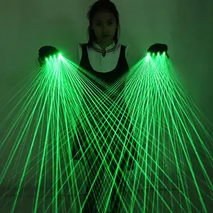 2 in 1 Multi-Line Green Laser Gloves LED Lazer Mitten Ray Gloves Rave LED Flash Finger Palm Light Dress Up LED Robot Suit