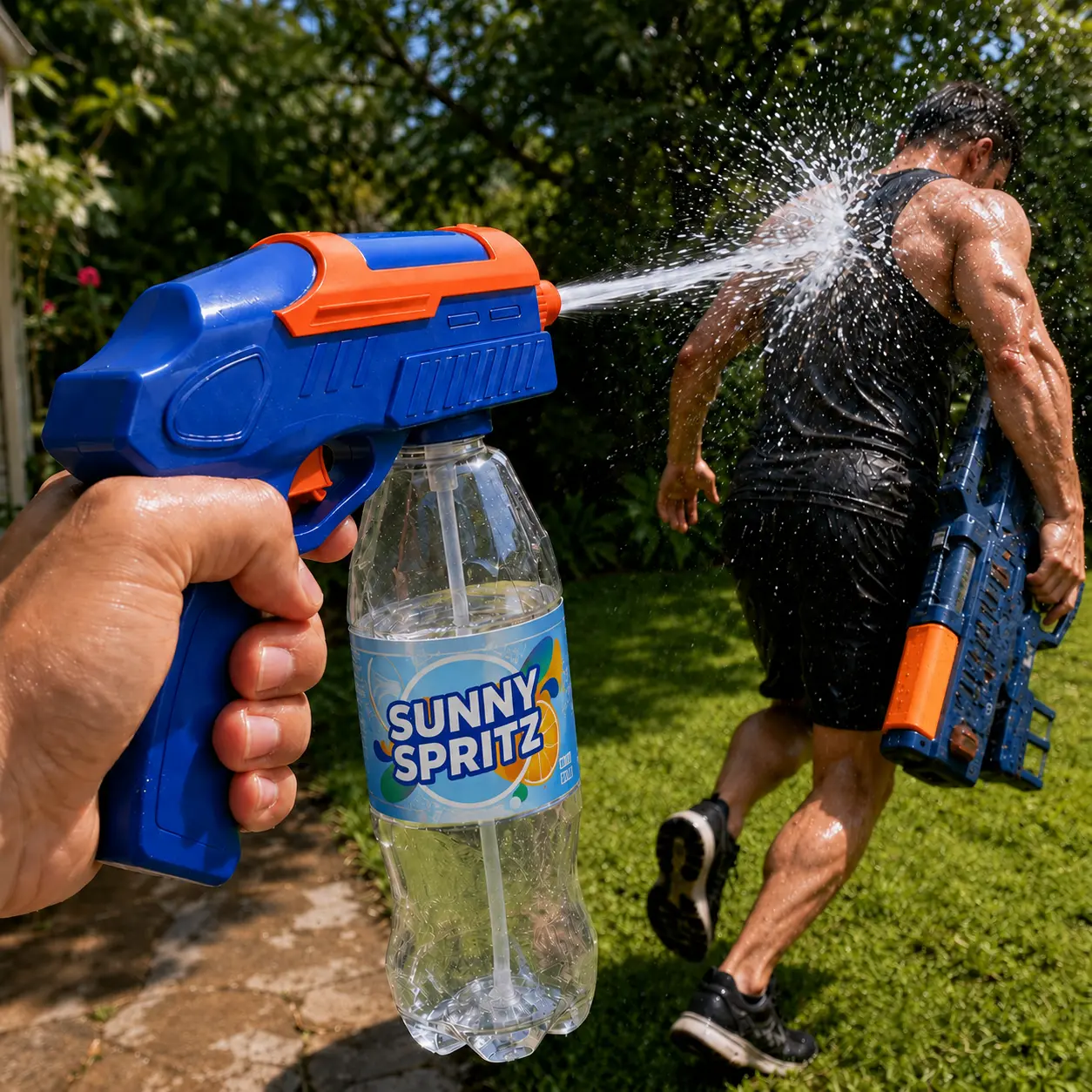 Automatic Squirt Watergun for Kids - Rechargeable Cordless 1-Click Auto Blaster, 2mm Laser Stream, 28mm Soda Bottle Compatible, 20FT Range, 200Kpa (29 Psi), Compact, Powerful, Lightweight, Detachable Battery, Fast Bottle Swap, Pool Beach Summer Toy Gift,
