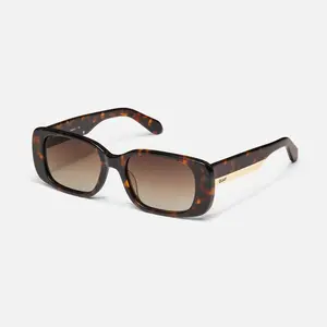 QUAY AUSTRALIA Karma Rectangular Sunglasses with Metal Hardware Detail & Built-in Nose Pads for Everyday Wear