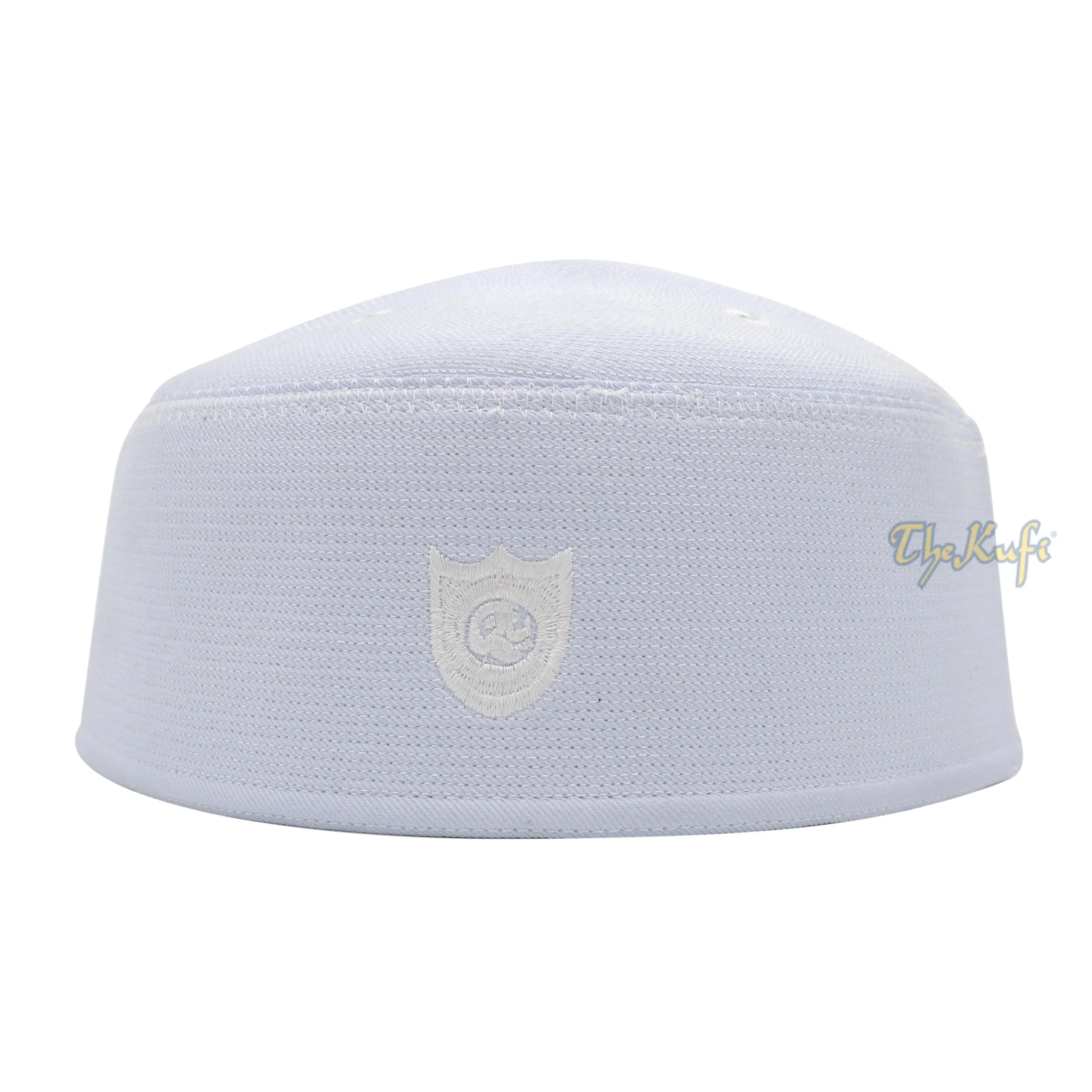Malaysian-Style Muslim Kufi Hat - White Rigid Stitched Oval Peci Islamic Cap 3-inch Tall Kopiah