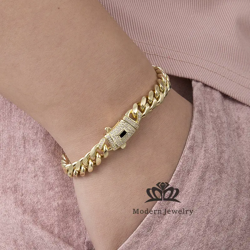 14k Gold Plated Miami Cuban Link Chain Bracelet, Thickened, Dense and Chunky 7.5/8.5 inch- Hip-Hop Jewelry for Men/Women Hypoallergenic Material, Sweat-Resistant, Chunky Gold Bracelet for Streetwear,Trendy Accessory Gift Black Friday, Bracelets For Women,