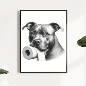 1pc Pit Bull Terrier Dog Minimalist Canvas Poster - & Pitbull Art Print, & Dog Painting for Home, Office, Living Room, Cafe, Dorm Decor - Unframed Wall Decoration Gift For Dog Lovers, Dog Decor, Office Artwork, Highquality Print, Home Decoration
