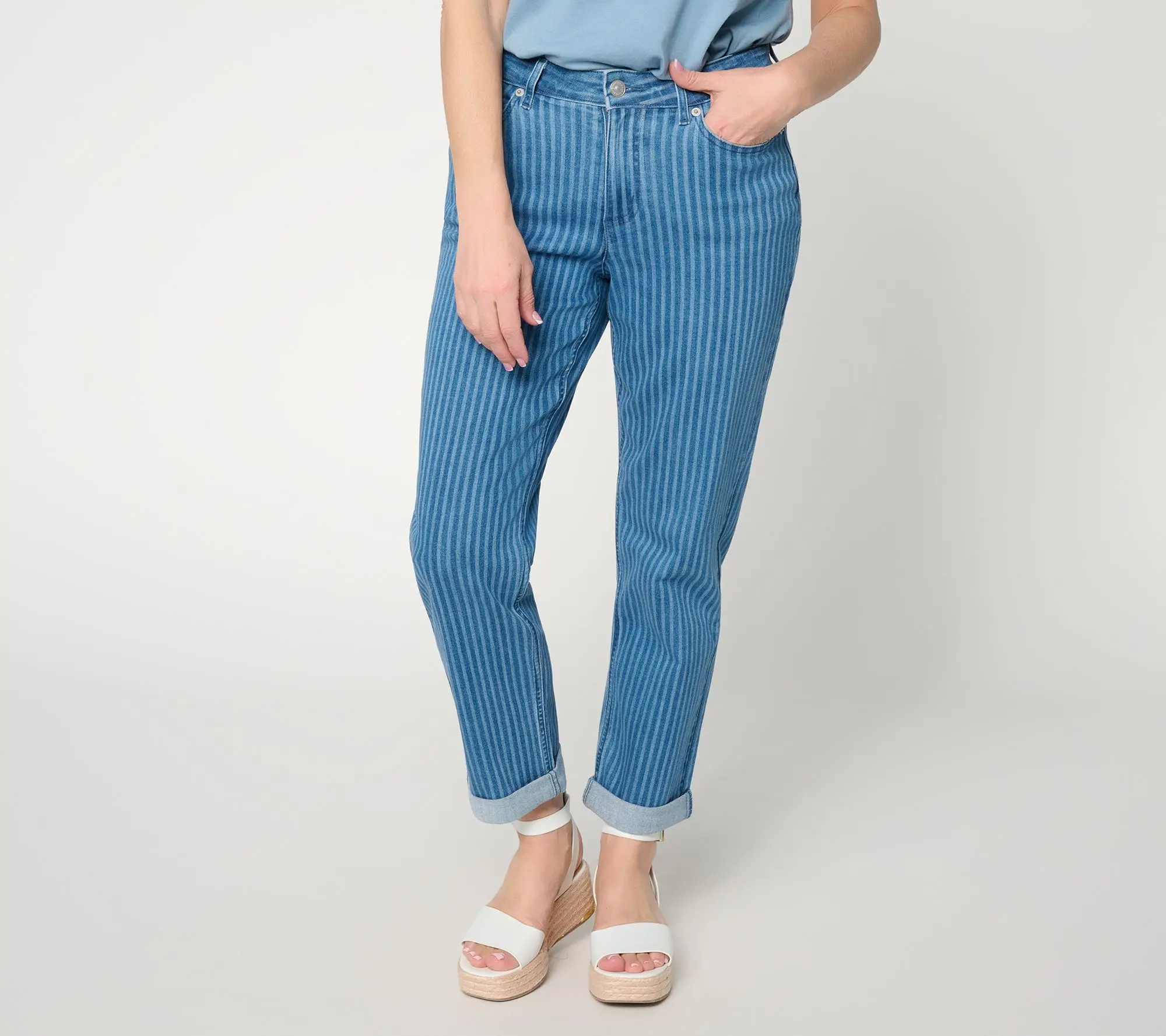 LOGO by Lori Goldstein Regular Indigo Railroad Boyfriend Jean