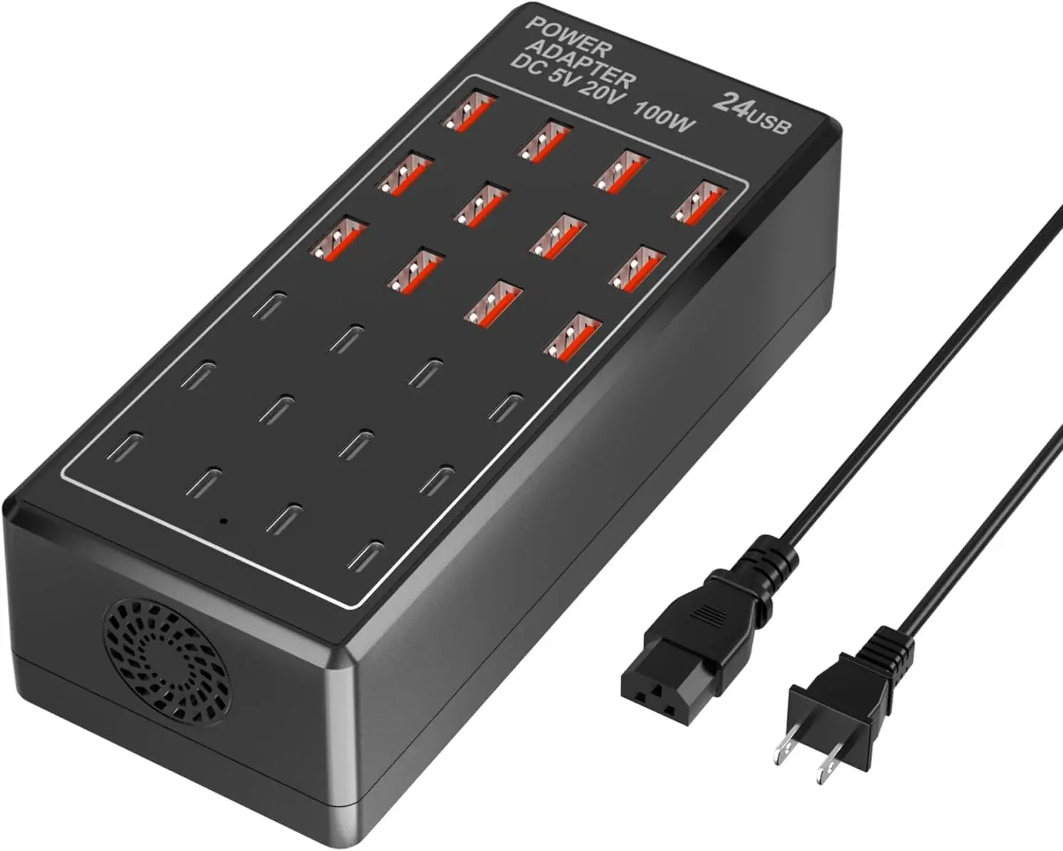 USB  Station Block, USB C Charger Station 24-Port 100W(20A), USB A Charger Block, Fast Charger Desktop Station, Multi-Function  Charger for   iPad  Laptop Pixel