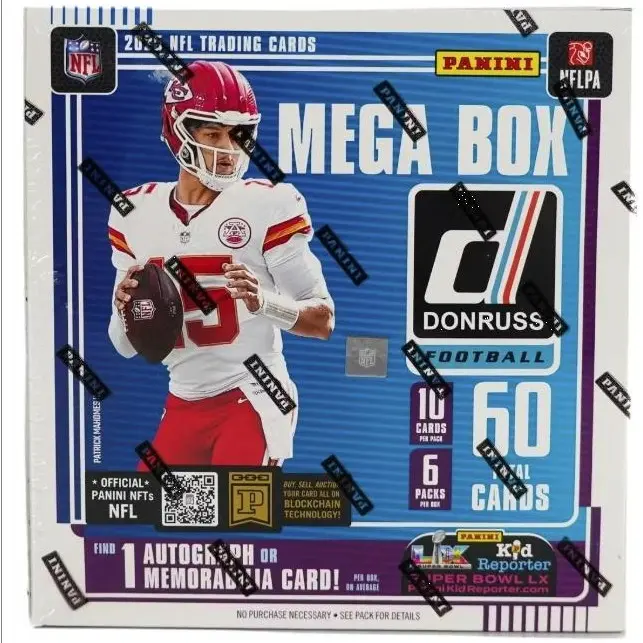 PANINI 2025 Donruss Football Mega Box Base Set - 6 Packs/Box, 10 Cards/Pack, Red Wave Parallels, Downtown Hunt, Autographs, Memorabilia Card, Optic Rated Rookie Preview, Legends, Collecting Kit, Card Collecting, Autograph Incl.