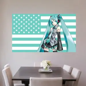 Cute Anime Hatsune Miku Wall Tapestry, 40x60 in Size, Durable Solid Color with Starry Sky Pattern, Suitable for College Dormitory Wall Decor and Party Decor