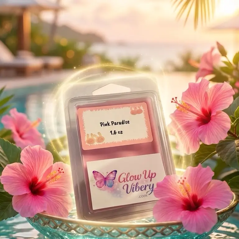 Pink Paradise Wax Melt  Tropical Hibiscus + Coconut + Pineapple | Strong Scent Soy Melt