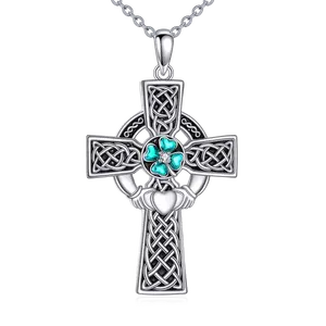 YFN Celtic Cross Necklace 925 Sterling Silver Vintage Cross Pendant Christain Irish Jewelry Gift for Women Men
