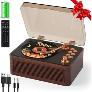 Retro CD Player Portable  CD Players with Speakers  CD-Player 3600mAh Rechargeable & Radio & Remote Control Support USB/AUX Playback Headphone Jack (Walnut Color)
