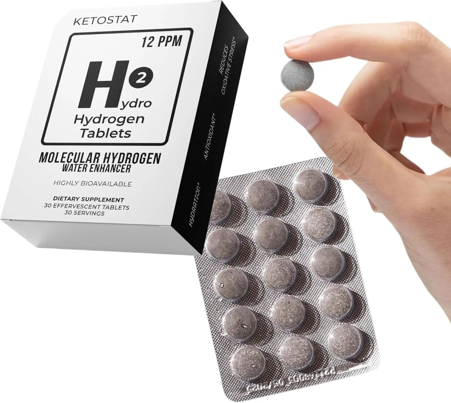 KETOSTAT Hydrogen Water Tablets for Drinking Water 30 Count Creates 12 PPM Nanobubbles -Hydrogen Tablets for Drinking Water Fitness | Magnesium |  Healthcare Antioxidant Magic Dietary Supplements Vitamin Fitness Supplement