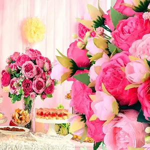 3 Bunches of Elegant New Double Pink Artificial Peonies,Low Maintenance Silk Flower Bouquets,Perfect for Home, Hotel,Office, Wedding,Party,Family Garden,Porch,Cabin Decoration,Yard fall decor summervibes