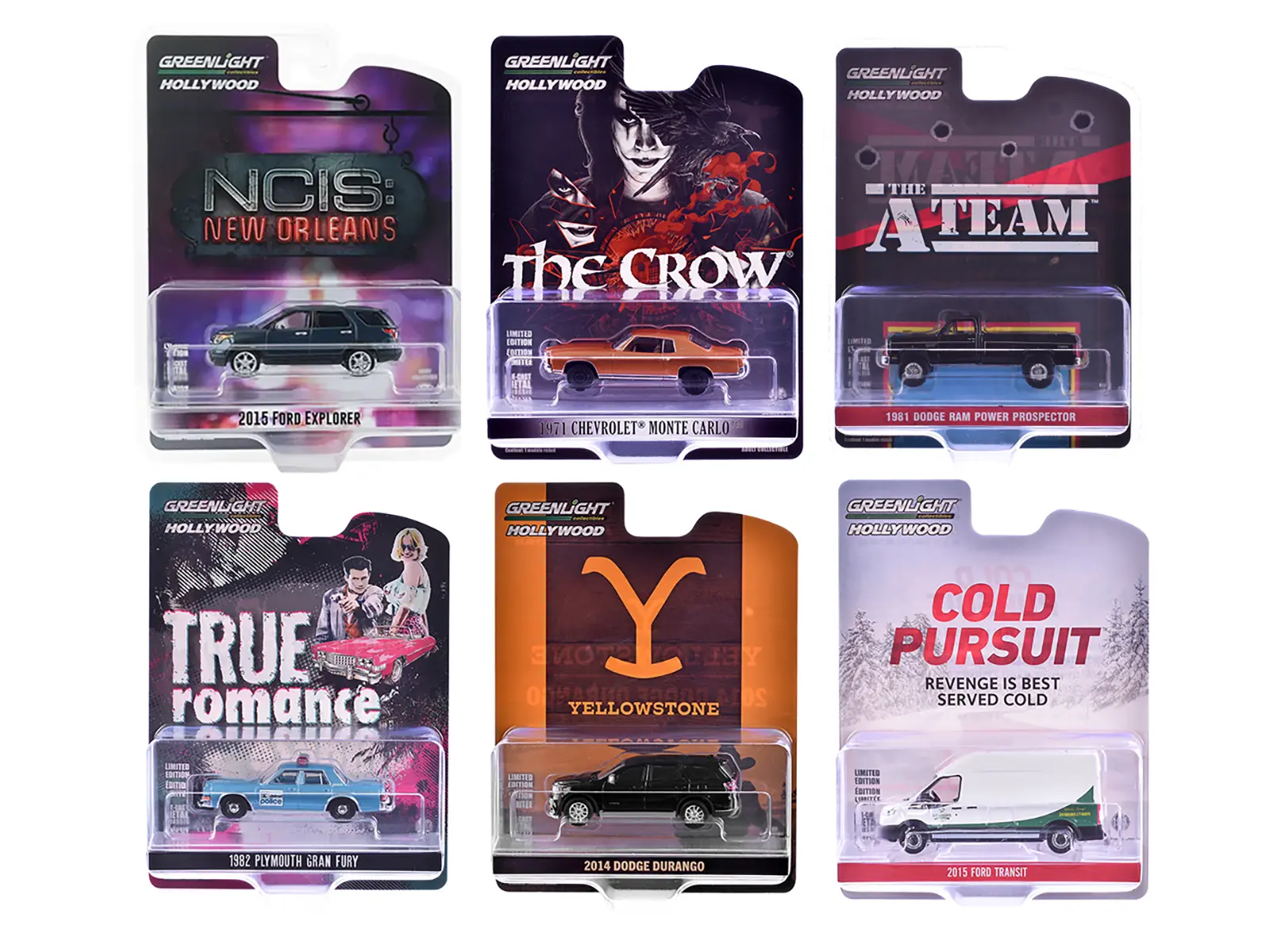 "Hollywood Series" Set of 6 pieces Release 43 1/64 Die Cast Model Cars by Greenlight