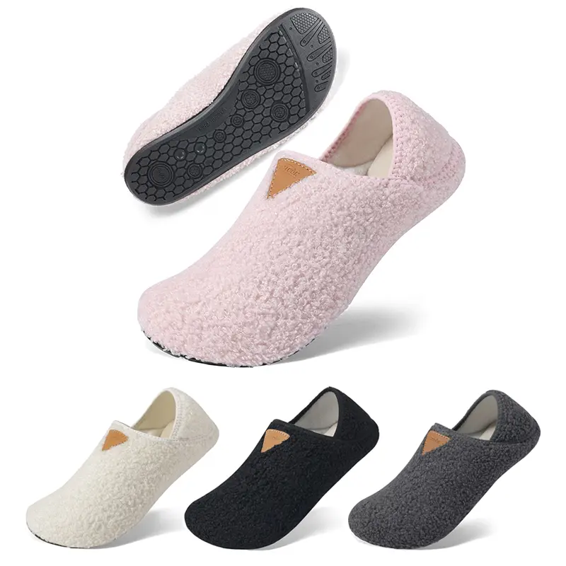 Fuzzy Fleece Yoga Shoes, Unisex Slip-on Slipper Socks with a Slip Resistant Rubber Sole, Warm Indoor Footwear for Travel & Home Relaxation, Barefoot Look, For Socks Footwear, Indoor House Footwear, Slide Design