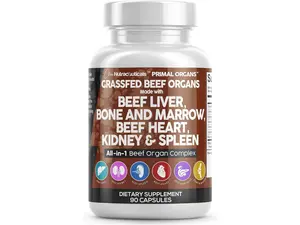 Clean Nutra Beef Liver, Bone and Marrow, Beef Heart, Kidney & Spleen Edible Capsules for Detox & Immunity - Primal Organs
