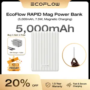 ECOFLOW RAPID Mag Power Bank (5,000mAh, Magnetic Charging), Wireless Portable Charger, 20W Charging w/USB-C, 20W Recharging, Compatible for iPhone 17/16/15/14/13 Series, AirPods w/Wireless Charging Case