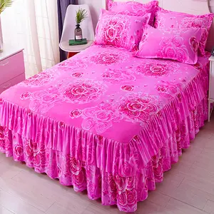 3pcs Soft Comfortable Ruffled Pleated Dustproof Bed Skirt Set, All-Season Use for Bedroom Guest Room, Durable & Stylish Design