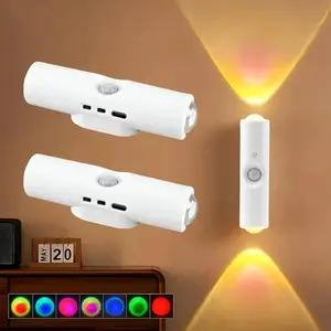 1PC-Smart LED night light strip with motion sensor, rechargeable RGB color-changing ambient light, magnetic LED wall light—perfect for stairs, bedrooms, kitchens, parties, hallways, and entryways. A must-have for everyday use.