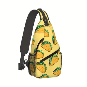 Crossbody Chest Bag Hiking Cartoon Style Corn Tortilla Tacos Shoulder Bag Folding Large Capacity Fashion Durable for Shopping Work Leisure Travel Beach Bag Fishing Backpack with Zip Closure