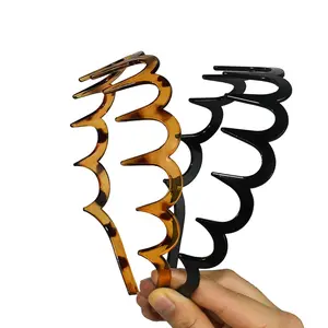 2026 Headbands for Women, 2-Pack U-Shaped Hair Comb Headbands, Non-Slip Slick-Back Hair Accessories, Black & Tortoise Recycled Plastic, Teeth Hairband for Everyday Styling & Workout
