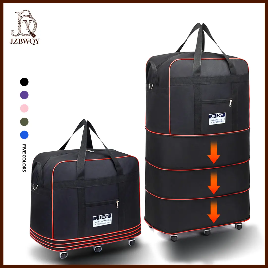 JZBWQY 100L Expandable Foldable Lightweight Rolling Garment Duffle Bag - 360° Universal Wheels, Carry-On Luggage, Personal Item for Moving & Weekend Getaways