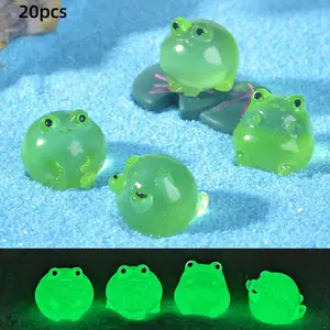 20pcs Miniature Creative Frog Figurines, Transparent Night Glow Garden Sculptures, Garden Accessories, DIY Decorations, Random Shapes, Perfect for Gardening Scenery