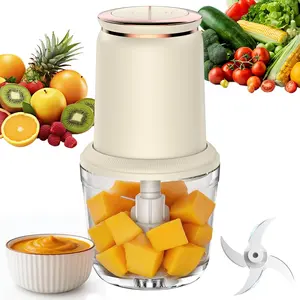 Small 300W 20oz White Electric Baby Food Maker with Glass Bowl Stainless Steel Blades, Food Processor Vegetable Chopper Blender for Fruit Meat Baby Puree Home Kitchen