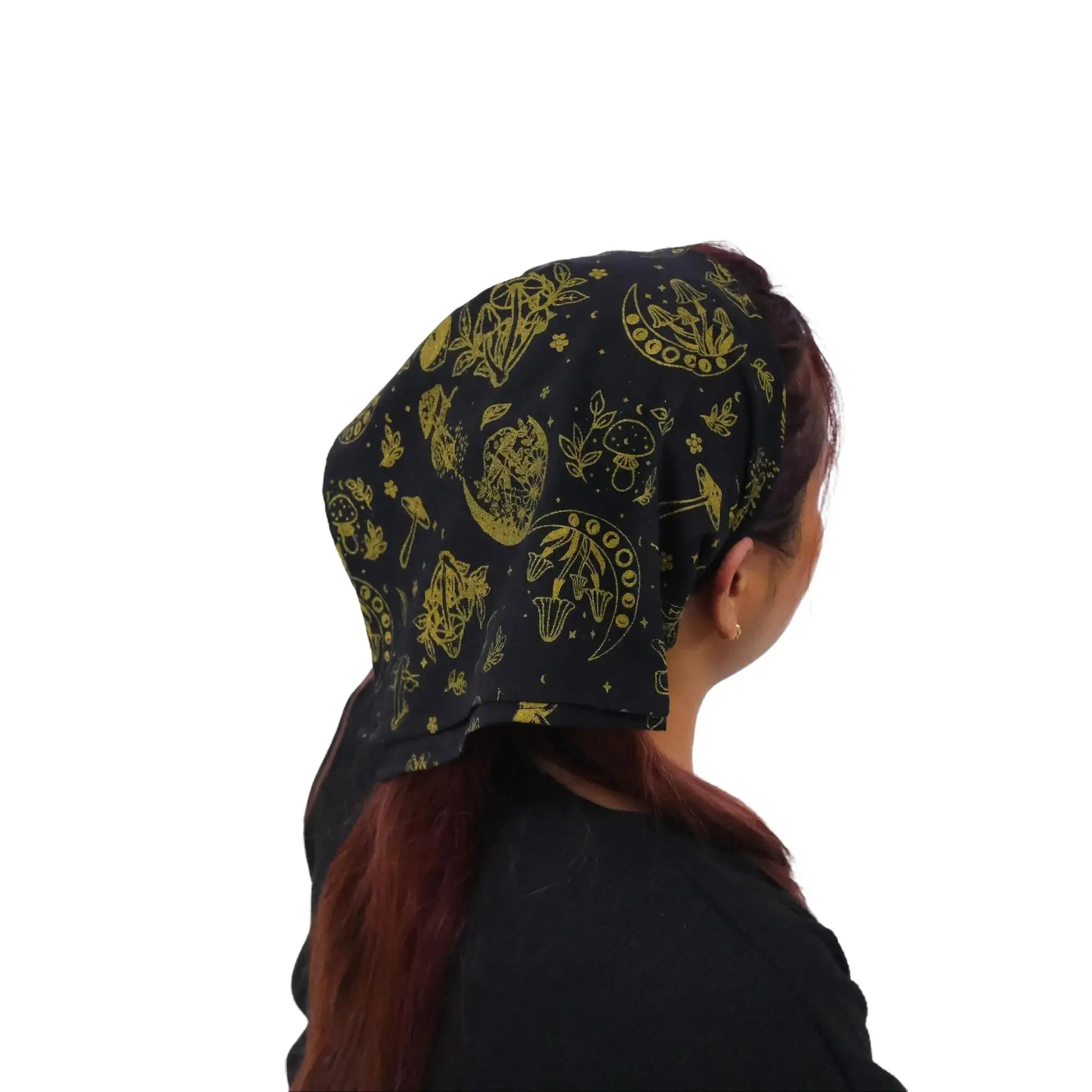 Handmade Mushroom Celestial Cotton Head Wrap Boho Square Scarf
