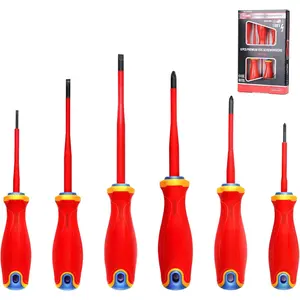 1000V VDE Insulated  Set 6 count Electrician  Set with Forged S2 Shanks,  Tips, Tri-Material Cushion Grip, Professional Electrician  Kit
