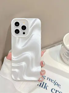 Faux Pearl White Embossed Wave Pattern Phone Case Luxury Minimalist Creative Design Soft Case Compatible With Iphone 11 12 13 14 15 16 Pro