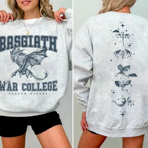 Fourth Wing Wyvern Double Sided Sweatshirt, Basgiath War College Shirt, Bookish Shirt, Basgiath War College Crewneck, Fourth Wing Shirt, Dragon Rider Shirt, Booktok Sweatshirt