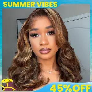 【 Summervibe 】Pre-Styled Body Wave Glueless Layer Wavy Bob Wig Reddish Brown / Blonde Highlight /Chocolate Brown/99J ColorTransparent Lace Ready To Go Wigs#Summervibes