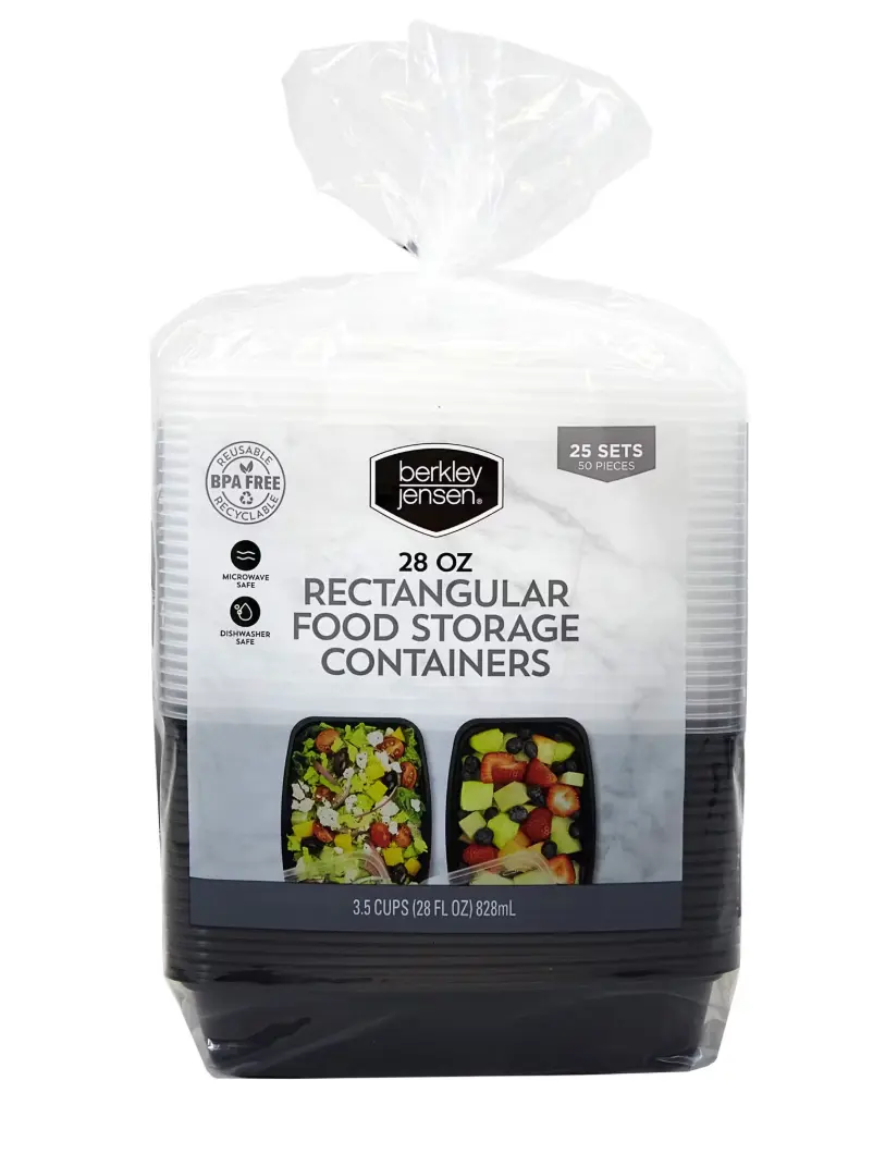 Rectangular Food Storage Containers 25 Sets (50 Pieces)