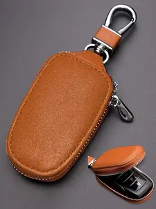 Vintage Fashion Business Key Case, Car Key Accessory, Multi-functional Key Storage Box with Zipper, Portable Key Organizer for Men