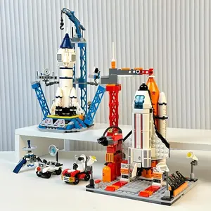 Space Explorer Building Blocks Puzzle Playset, Modern Airplane and Rocket Model Ornaments, Spaceship Toys, Kids' Space Dreams, Holiday Gifts