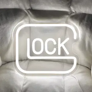 Handcrafted Lock-ShapedDimmableLED Neon Sign Light -Color-Changing, Energy-Efficient, Wall-Mounted DecorativeLightingforRestaurant, Home, Bedroom,Dining Room Ambiance