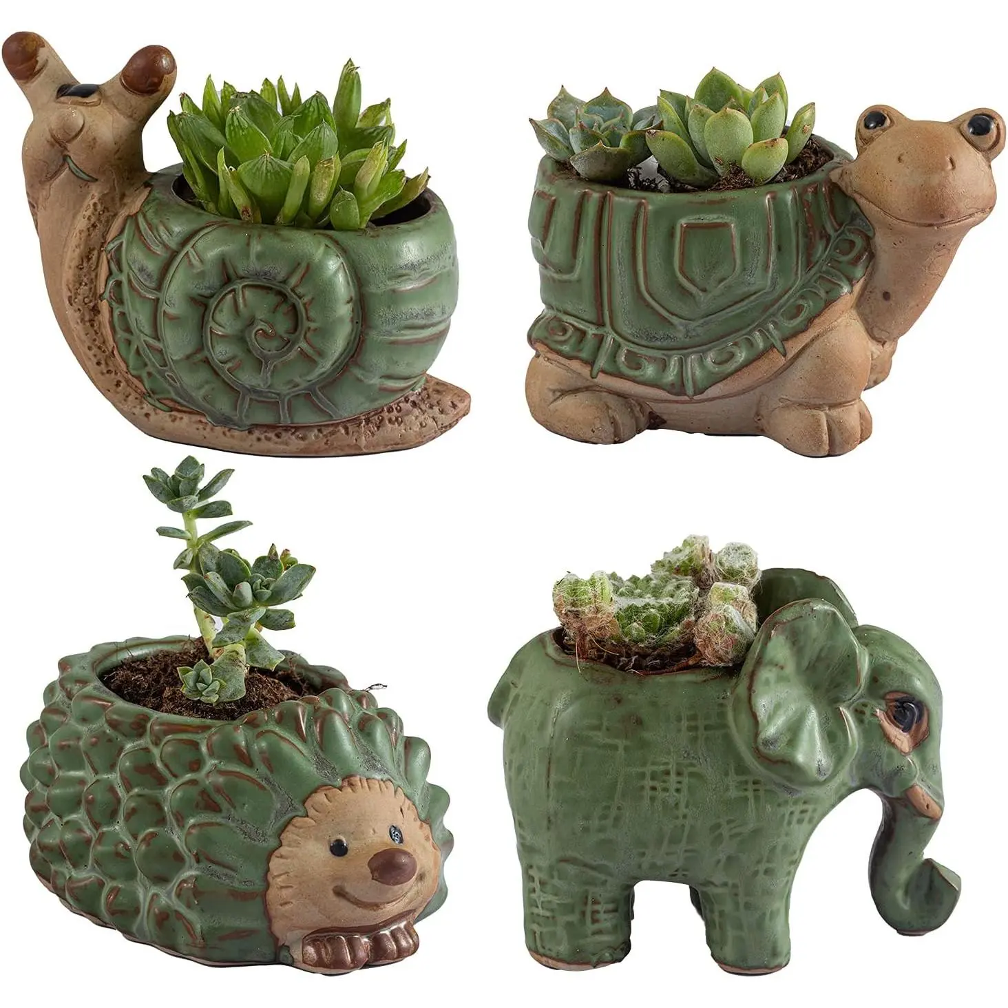 4-Pack Small Ceramic Succulent Pots with Drainage Hole, Indoor-Outdoor Cactus/Bonsai Planters, Cute Home Decor & Office Desk Accessories, Ideal for Housewarming, Birthday, Christmas & Festival Gifts, Bubble Wrap