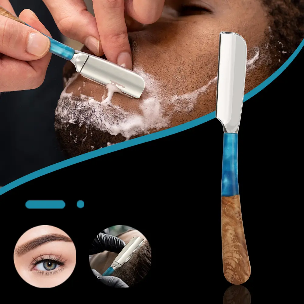 Men's Manual Shaver, Vintage Safety Razor, Shaving Razors, Resin Zinc Alloy Double Blade, Stainless Blades, Non-Slip Handle, Suitable for Beard & Hair, Blue Color