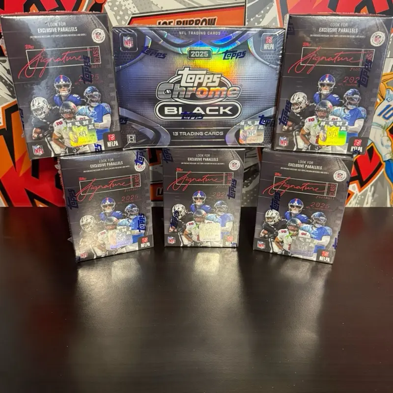 6 box PYT, 2025 Topps chrome black, 2025 Topps signature