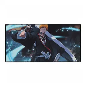 Anime Desk Mats for Bleach Fans - Ichigo & Kurosaki Manga Design, Shonen Soul DESKMAT,  Desk Mat, Long Desk Mats, Aesthetic Gaming Mousepad, Christmas Birthday Gift Idea, Anime Game Mats, Gaming Mousepad (NO LED)