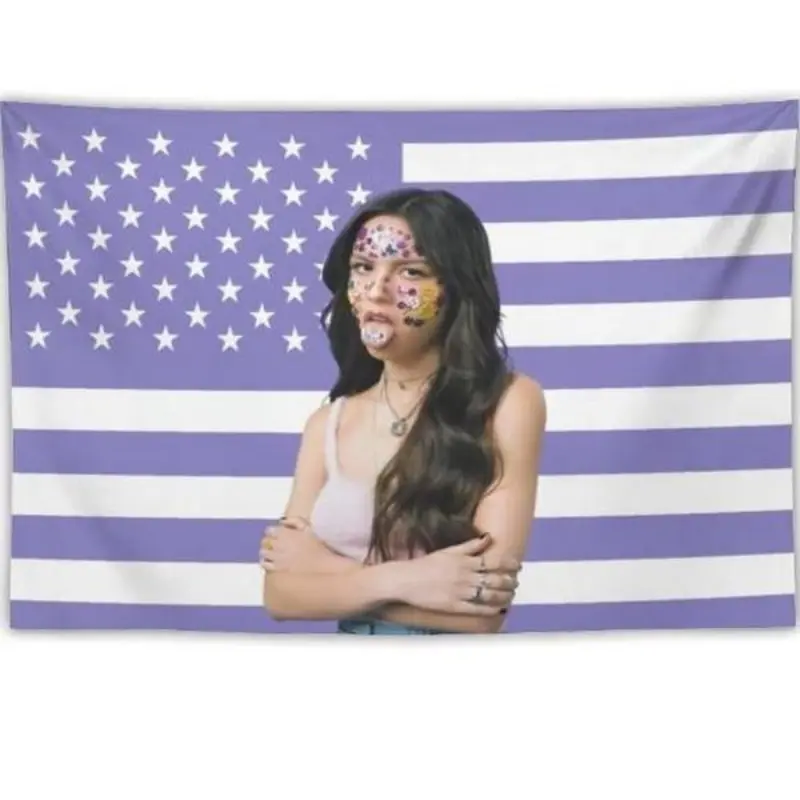 Custom Aesthetic Tapestry2025 New Beabag Singer Olivia Flag Colorful Tapestry, Home Decor Accent for Living Room, Room Wall Decor, College Dorm Bedroom, Room DecorAnime Flag Letter Print Personalized Wall Decor Festival Background Hanging Cloth