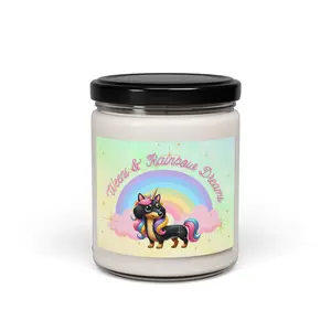 Whimsical Unicorn Dashchund Candle | Fun Home Decor, Gifts for Kids, Rainbow Dreams, Birthday Candle, Magical Party Favors holiday candle